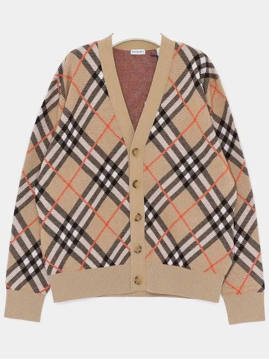 Check Wool Mohair Blend Cardigan Sand - BURBERRY - BALAAN 2