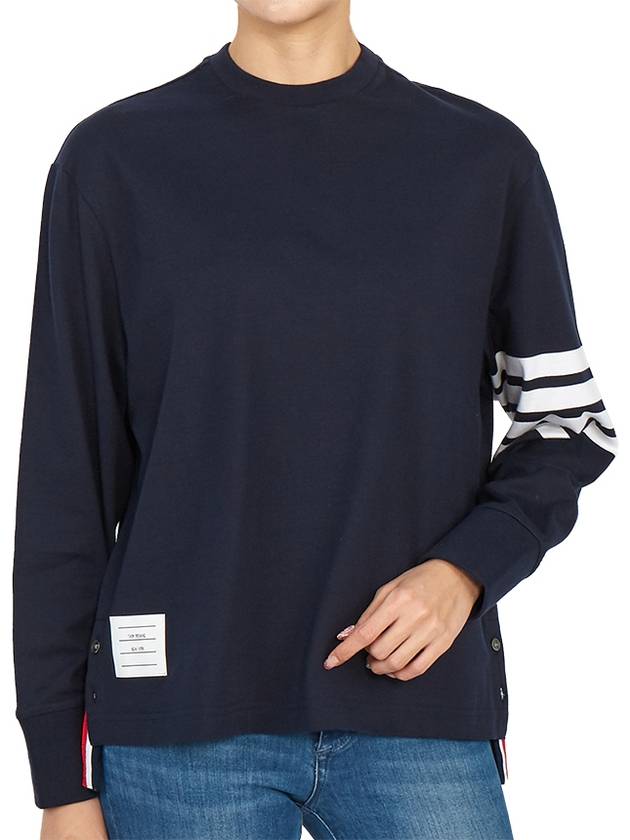 Engineered 4 Bar Medium Weight Jersey Oversized Long Sleeved T-Shirt Navy - THOM BROWNE - BALAAN 6