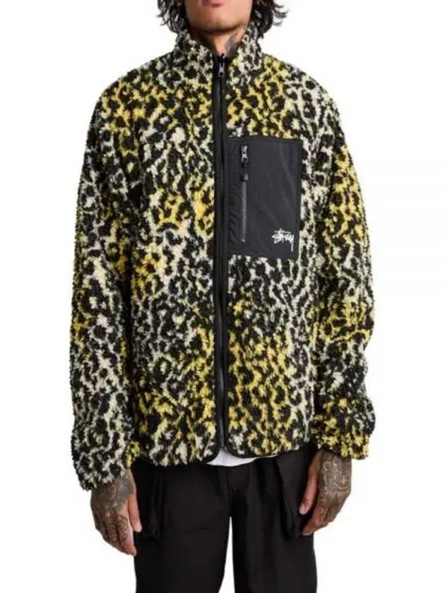 118529 YELLOW LEOPARD Sherpa reversible jacket - STUSSY - BALAAN 1