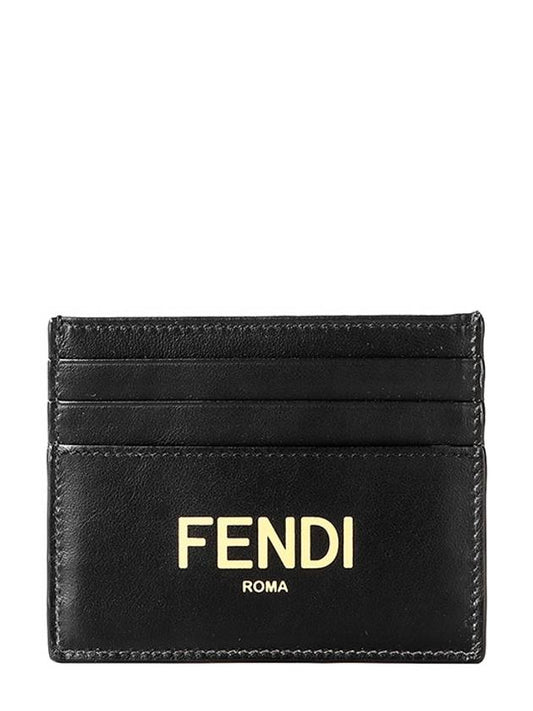 logo leather card wallet black yellow - FENDI - BALAAN.