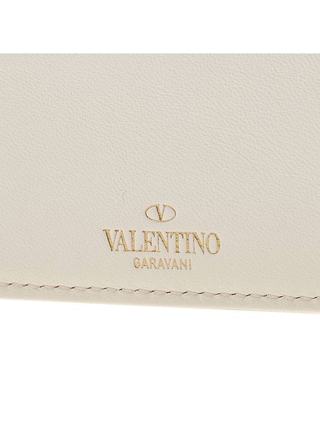 One Stud Leather Zipper Coin Purse White - VALENTINO - BALAAN 8