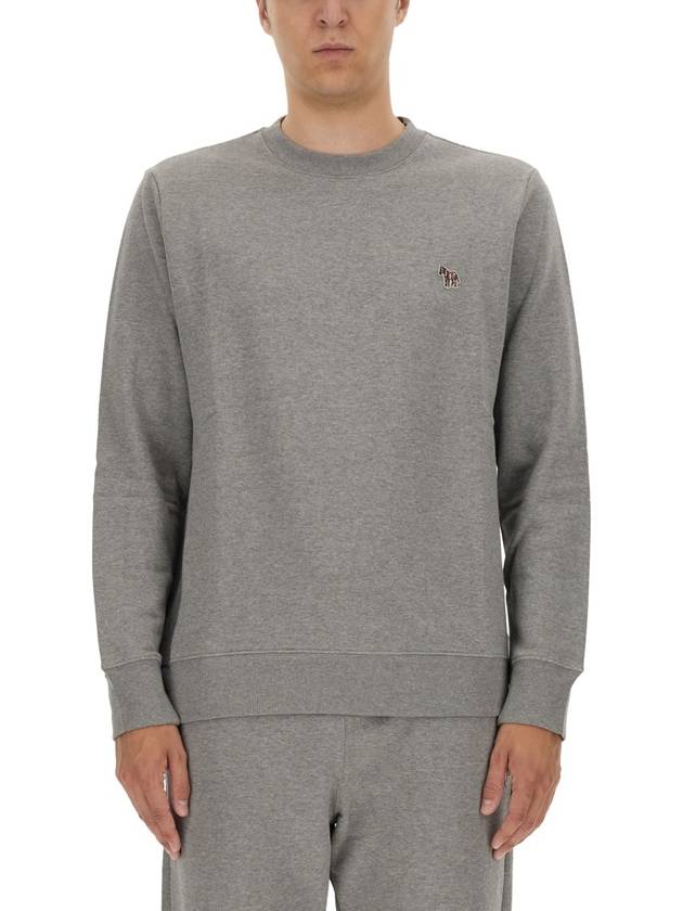 Zebra Patch Organic Cotton Sweatshirt Grey - PAUL SMITH - BALAAN 4