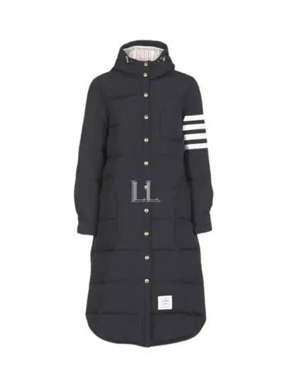 Downfilled Ripstop Classic 4 Striped Hoodie Down Long Padding Navy - THOM BROWNE - BALAAN 2