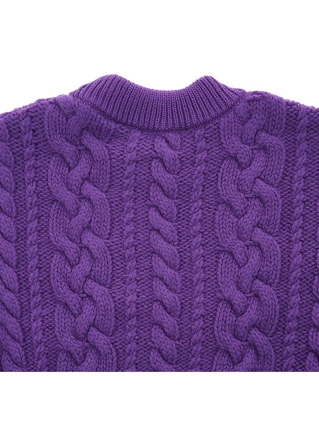 Cable Wool Knit Top Purple - AMI - BALAAN 8