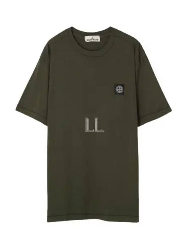 Slimfit Cotton Jersey Short Sleeve T-shirt Olive Green - STONE ISLAND - BALAAN 2