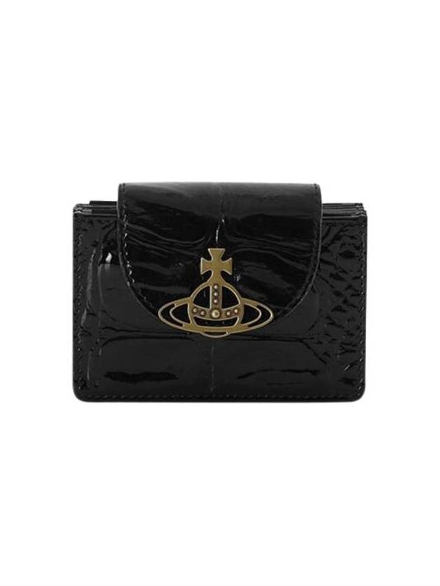 Shiny Patent Flap Card Wallet Black - VIVIENNE WESTWOOD - BALAAN 1