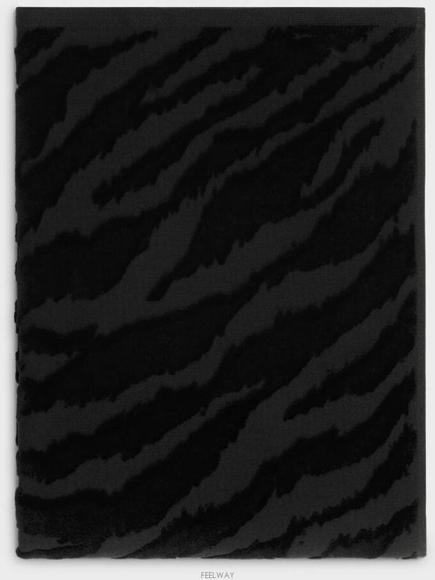 Logo Tiger Print Cotton Jacquard Beach Towel Black - CELINE - BALAAN 5