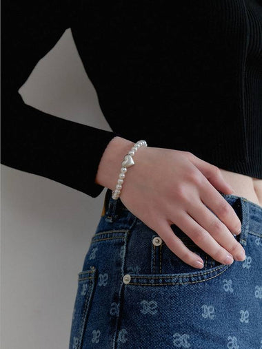 ANC VOLUME HEART PEARL BRACELET_SILVER - ANOETIC - BALAAN 1