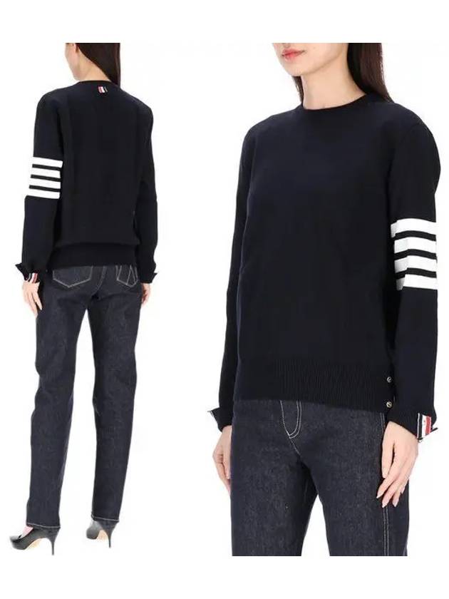 4 Bar Armband Milano Stitch Knit Top Navy - THOM BROWNE - BALAAN 2