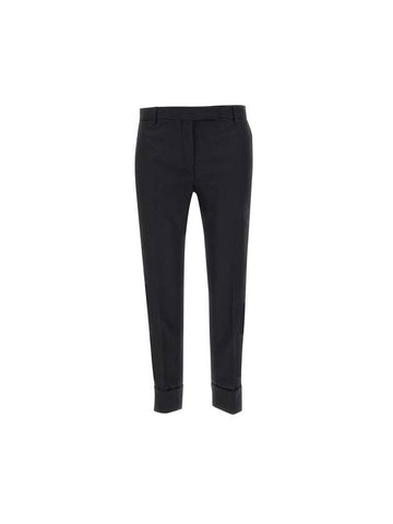 Twill Low Rise Cigarette Straight Pants Black - THOM BROWNE - BALAAN 1