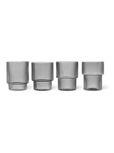 Wonderum Ripple Cup Set of 4 Smoke Gray - FERM LIVING - BALAAN 1