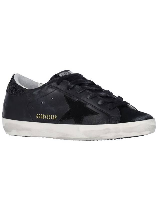 Superstar Glitter Tab Leather Low Top Sneakers Black - GOLDEN GOOSE - BALAAN 3