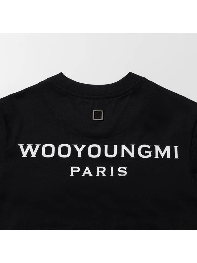 Back Logo Round Neck Cotton Short Sleeve T-Shirt Black - WOOYOUNGMI - BALAAN 4