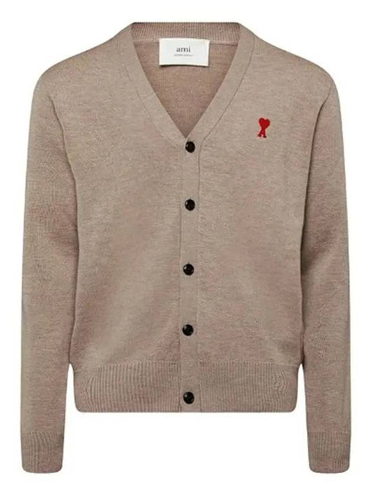 AMI de Coeur Wool Cardigan Beige HKC001 001 250 - AMI - BALAAN