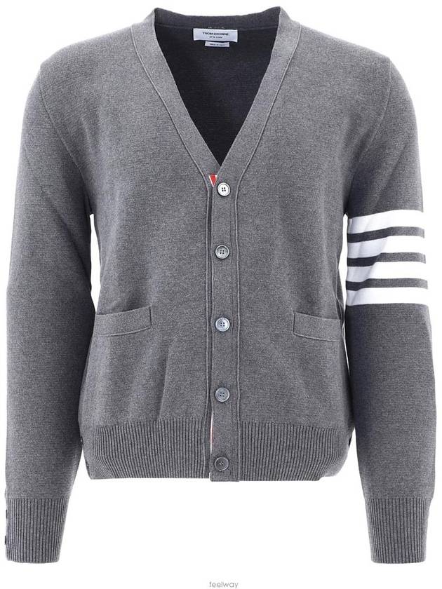 Milano Stitch 4-Bar Cardigan Medium Grey - THOM BROWNE - BALAAN 2