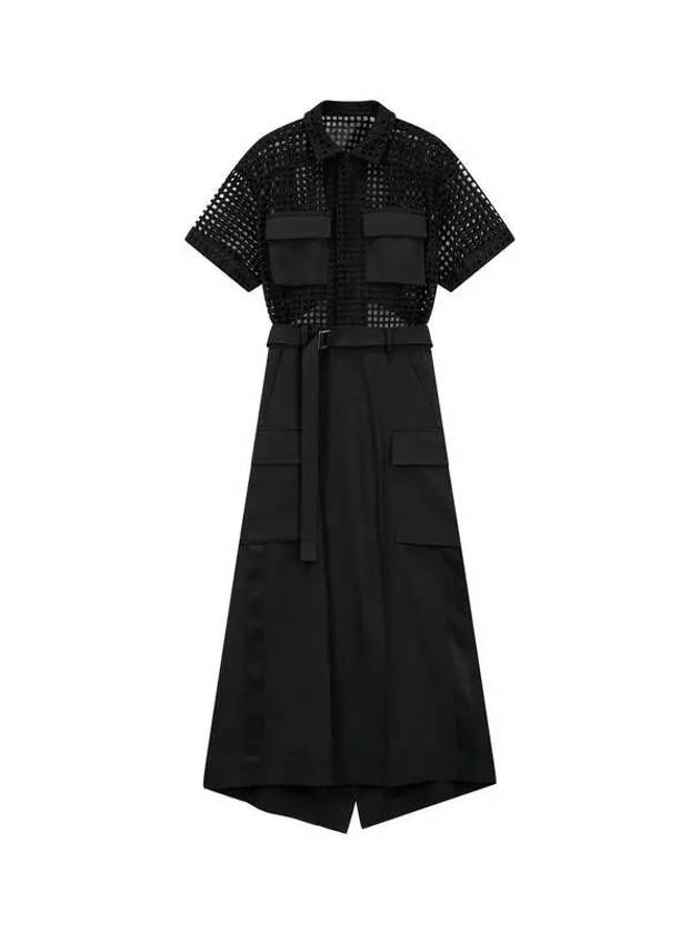 Women Embroidery Lace Mix Dress Black - SACAI - BALAAN 1