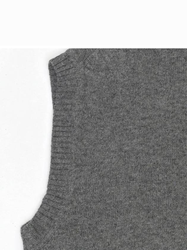 Logo Graphic Crew Neck Wool Knit Vest Grey - GANNI - BALAAN 4