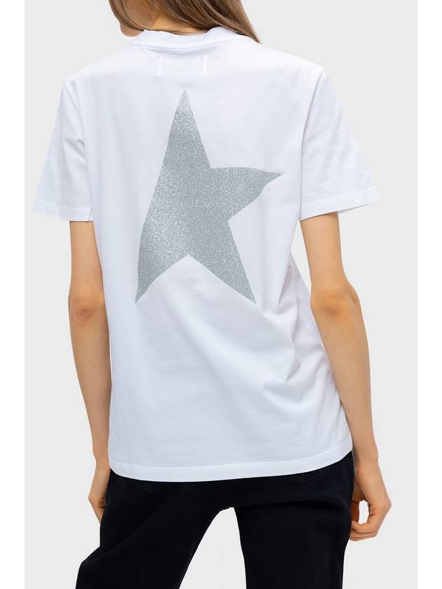 Glitter Star Logo Short Sleeve T-Shirt Silver White - GOLDEN GOOSE - BALAAN 3