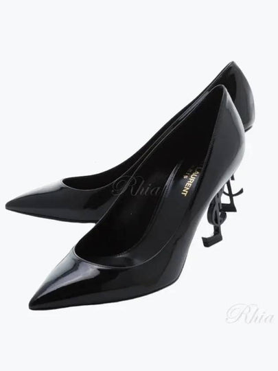 Women's Opium Patent Leather Pumps Heel Black - SAINT LAURENT - BALAAN 2