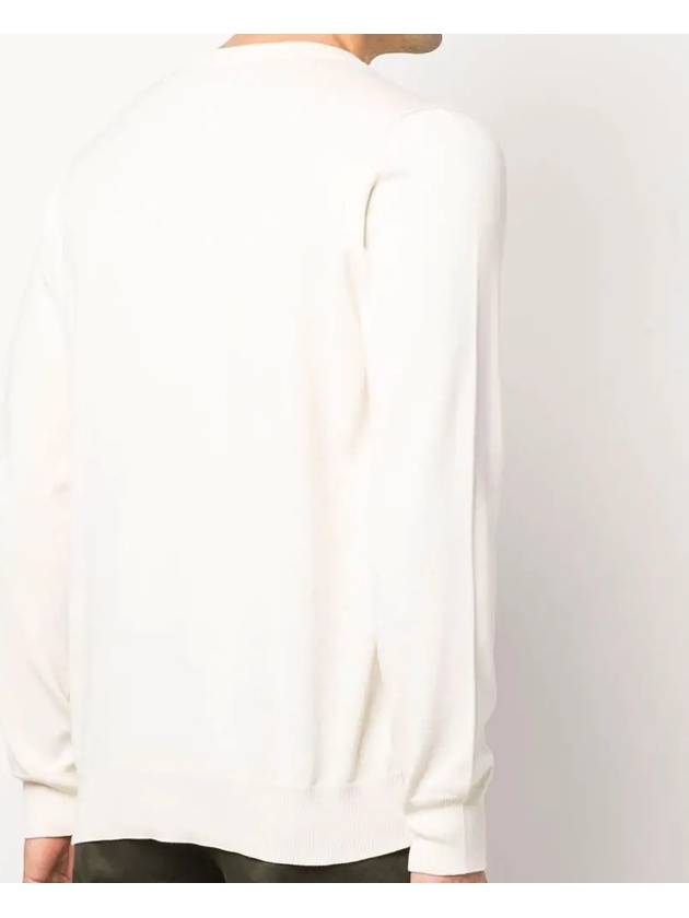 Wappen Patch Crew Neck Soft Cotton Knit Top Ivory - STONE ISLAND - BALAAN 5