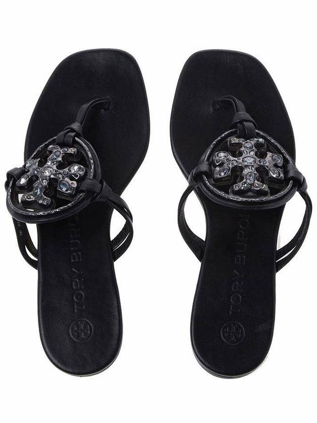 Jeweled Miller Flip Flop Sandals Black - TORY BURCH - BALAAN 7