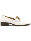 Women's Gold Logo Chain Leather Loafers White - TOD'S - BALAAN 2