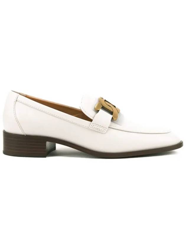 Women's Gold Logo Chain Leather Loafers White - TOD'S - BALAAN 3