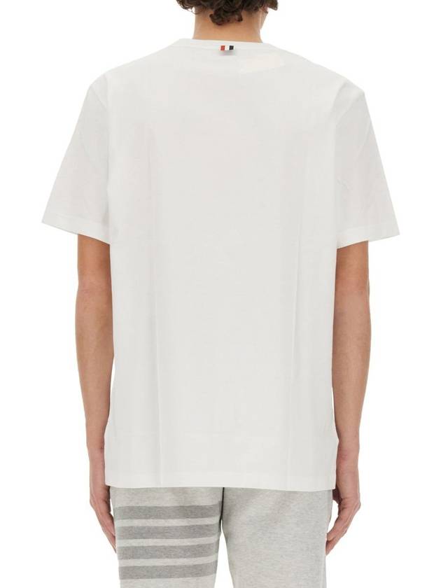 Men's Side Slit Relaxed Short Sleeve T-Shirt White - THOM BROWNE - BALAAN 4