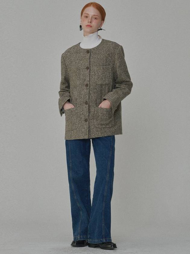 Fancy Wool Round Jacket Brown - OPENING SUNSHINE - BALAAN 4