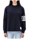 Engineered 4 Bar Medium Weight Jersey Oversized Long Sleeved T-Shirt Navy - THOM BROWNE - BALAAN 2