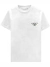 Triangle Logo Cotton Short Sleeve T-Shirt White - PRADA - BALAAN 1