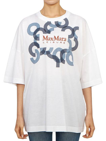 Satrapo Embroidered Logo Oversized Short Sleeve T-Shirt White - MAX MARA - BALAAN 1