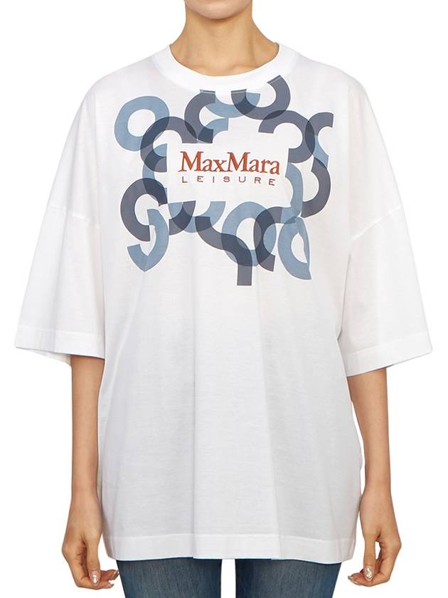 Satrapo Embroidered Logo Oversized Short Sleeve T-Shirt White - MAX MARA - BALAAN 1