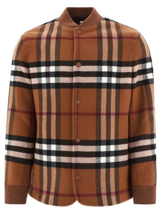 Quilted Check Wool Blend Bomber Jacket Dark Birch Brown - BURBERRY - BALAAN 1