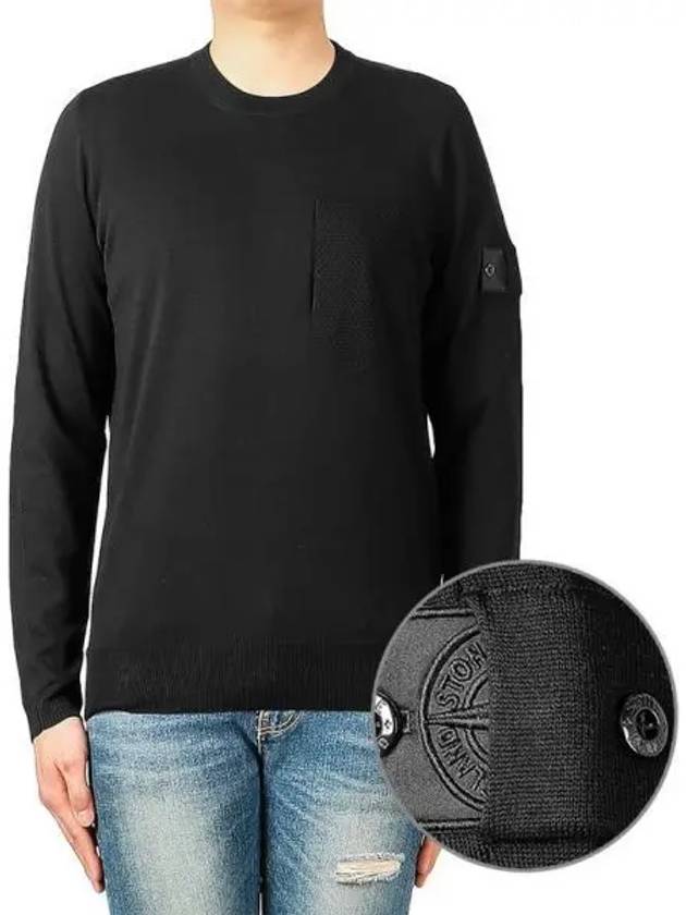 Shadow Project Pocket Crew Neck Knit Top Black - STONE ISLAND - BALAAN 2