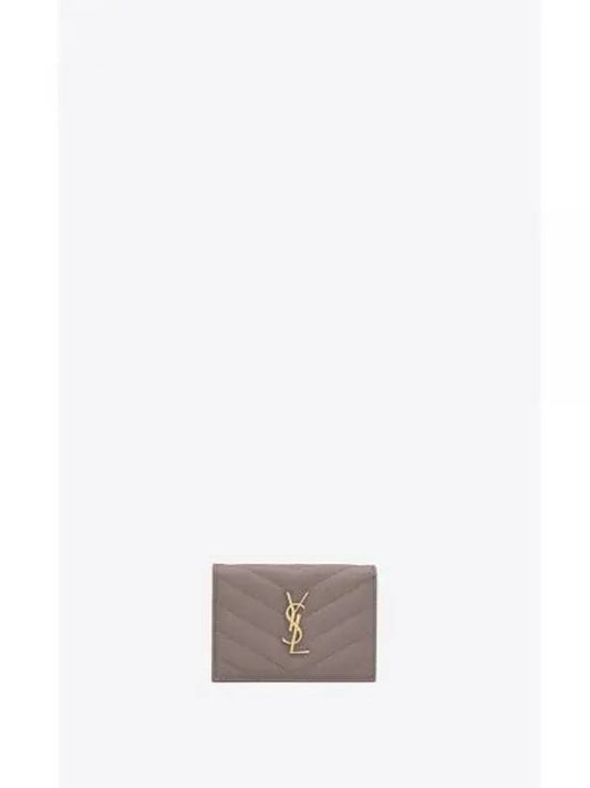 Monogram Caviar Embossed Business Card Wallet Fog - SAINT LAURENT - BALAAN 2