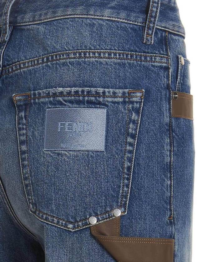 logo patch denim jeans blue - FENDI - BALAAN 5