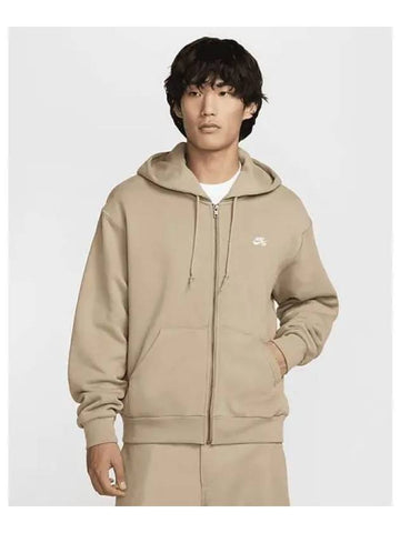 SB Full Zip Fleece Skateboarding Hoodie Khaki White FZ8797 247 726996 - NIKE - BALAAN 1