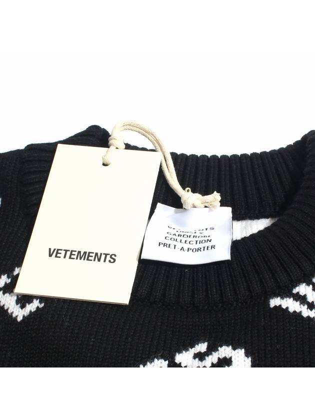 Overfit All-Over Logo Knit Top Black - VETEMENTS - BALAAN 6