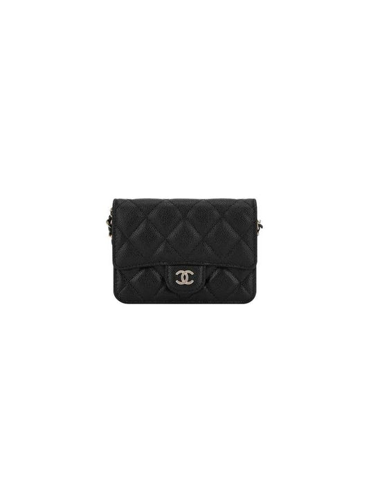 Classic Gold Caviar Chain Mini Cross Bag Black - CHANEL - BALAAN 1