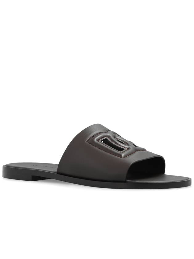 DG Logo Leather Sandals Brown - DOLCE&GABBANA - BALAAN 5