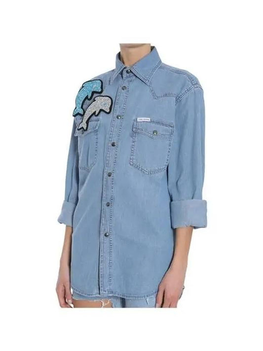 FORTE COUTURE Dolphin Patch Oversized Denim Shirt - FORTE FORTE - BALAAN 2