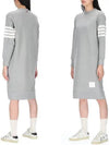 Classic Loopback 4-Bar Sweater Midi Dress Light Grey - THOM BROWNE - BALAAN 2