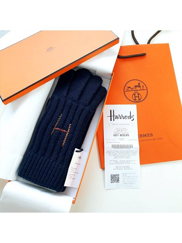 Gloves Navy H222063G01M Knit Gloves - HERMES - BALAAN 7