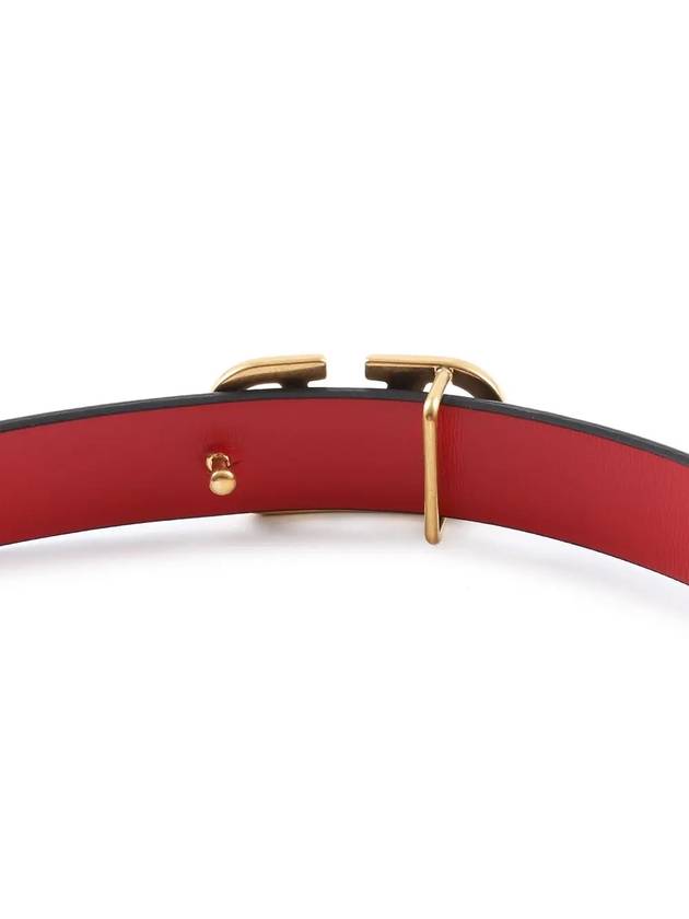 V Logo Reversible Leather Belt Black Red - VALENTINO - BALAAN 6