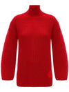 Women's Big Logo Knit Turtleneck Red - MONCLER - BALAAN.