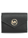 Carmen Medium Saffiano Leather Tri-Fold Half Wallet Black - MICHAEL KORS - BALAAN 1