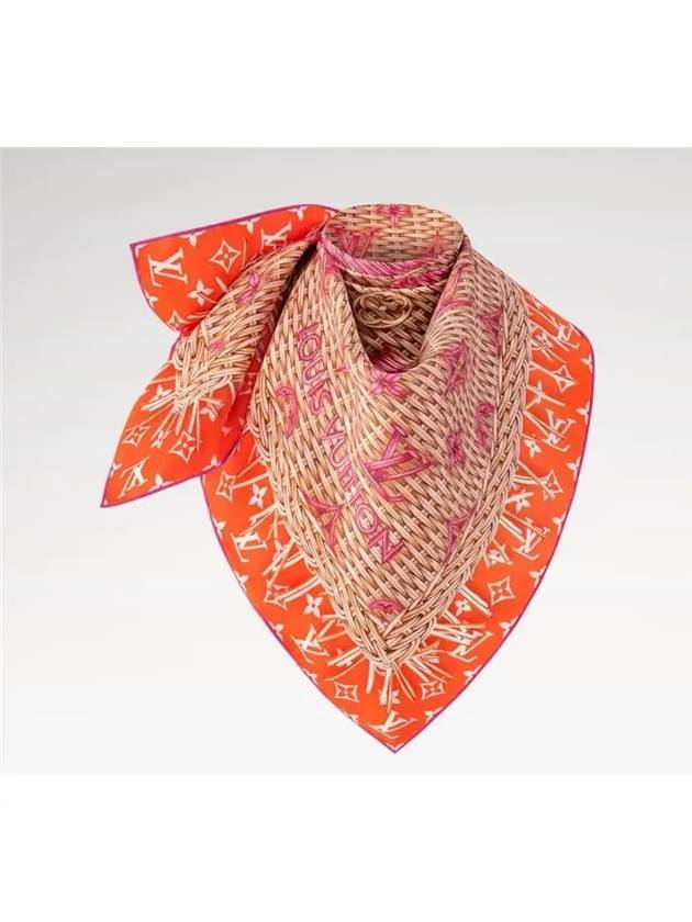 Monogram Rattan Square 90 Scarf Orange - LOUIS VUITTON - BALAAN 3