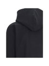 Embroidered Logo Ribbed Cuffs Cotton Hoodie Black - SAINT LAURENT - BALAAN 6