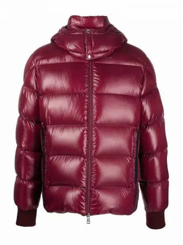 LUNETIERE side lettering hooded short down jacket wine men s padding 233340 - MONCLER - BALAAN 1